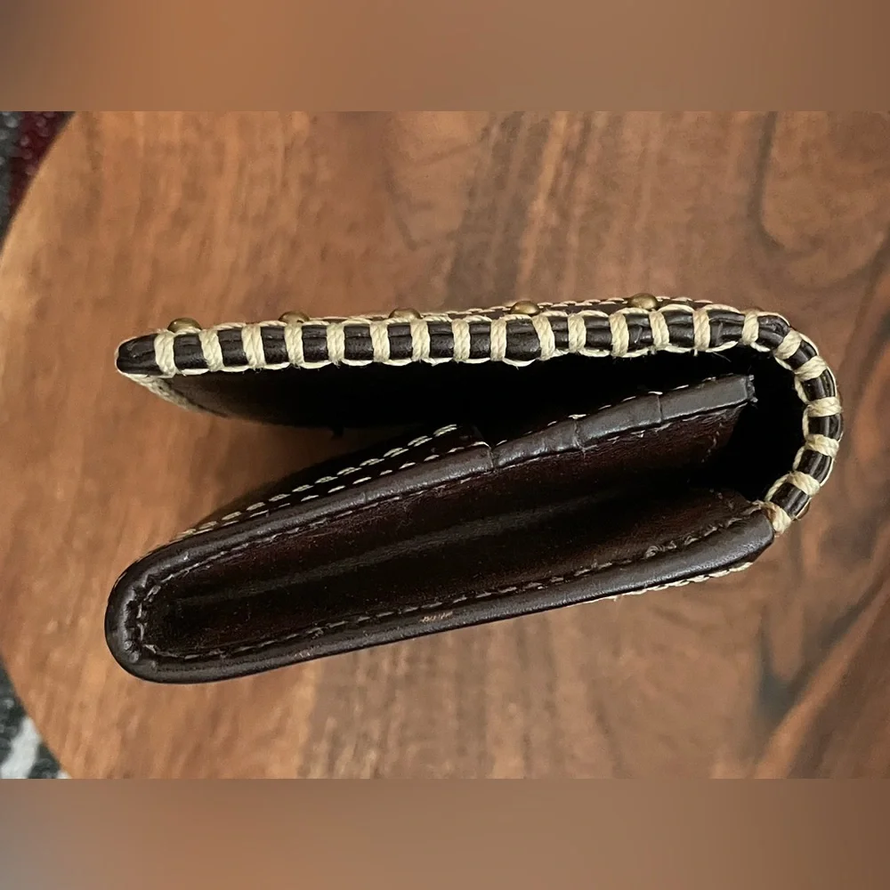 COACH MIA Brown & Tan Leather/Suede SOHO Wallet w/Stud Detail - Picture 5 of 10